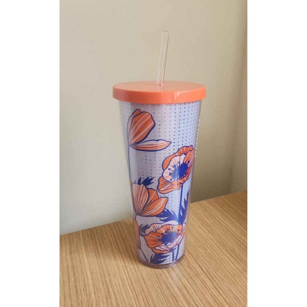 Starbucks 2017 Venti Poppy Floral Flower Cold Cup Tumbler